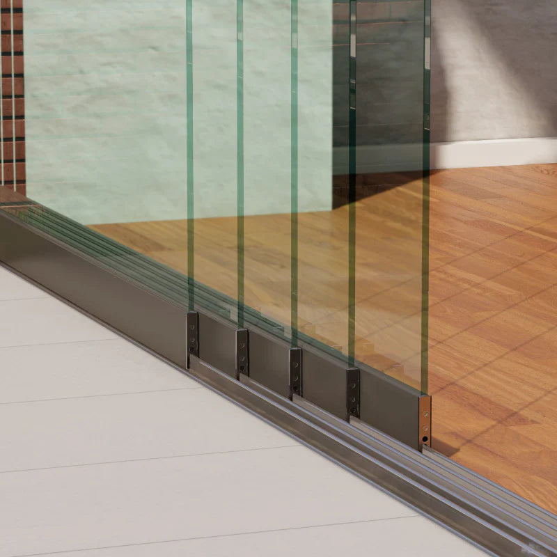 Glazen schuifwand pakket 5 spoor tot 507 cm Helder compleet Wit