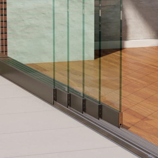 Glazen schuifwand pakket 5 spoor tot 507 cm Helder compleet Antraciet