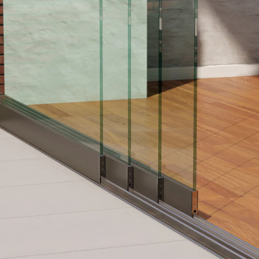 Glazen schuifwand pakket 4 spoor tot 405 cm Helder compleet Creme